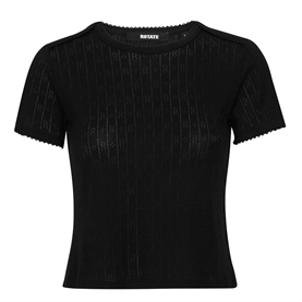 Rotate Pointelle Fitted T-shirt, Sort 